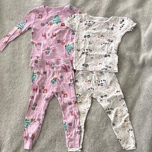 Old Navy Girls Pajama Set Duo - Pink & White Woodland Prints